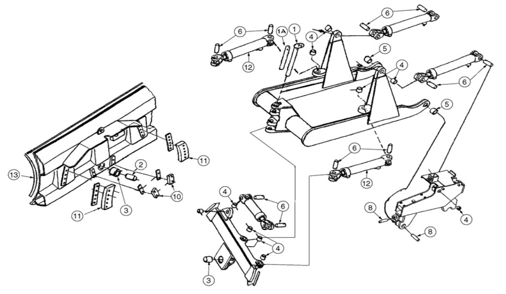 Dresser TD7C, TD7E, TD7G Dozer Blade Parts Pins, Bushings, Cutting Edges