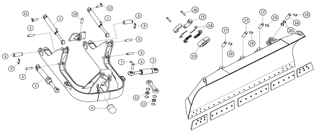 John Deere Dozer Blade Pins and Bushings 750J, 750K, 850J, & 850K